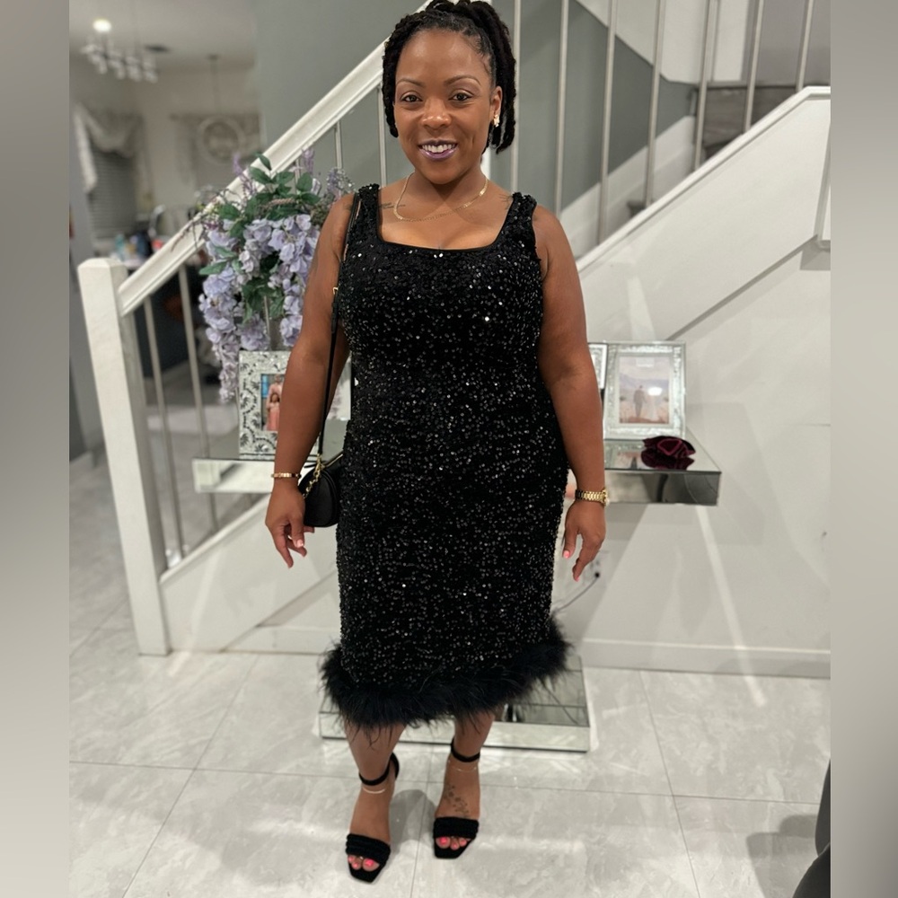 Fashion Nova Elegant Black Sequin Dress XL